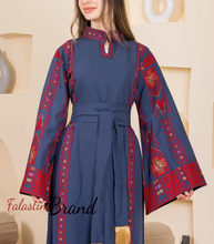 Very Chic Blue Embroidered Thob Dress With Wide Sleeves
