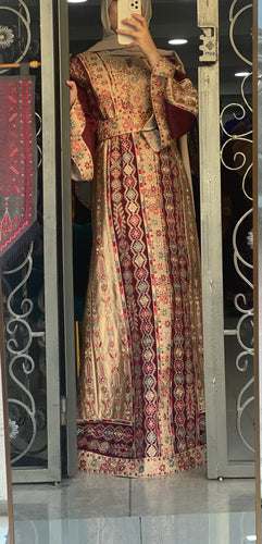 Luxurious Golden and Burgundy Thob