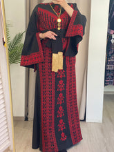 RAZAN Elagant Unique Design Black Thob Dress with Red Embroidery