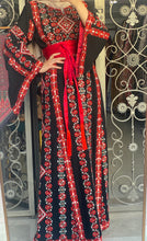 Sparkling Unique Design Floral Black Thob with Red Embroidery