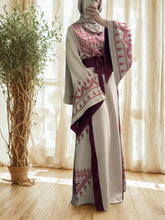 Cream and Berry Princess Thob Dress with Satin Details