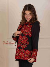 Palestinian Black and Red Diamond Embroidered Jacket