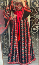 Sparkling Unique Design Floral Black Thob with Red Embroidery