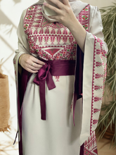 Cream and Berry Princess Thob Dress with Satin Details