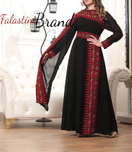 Elegant Black and Red Shoulder Details Embroidered Dress