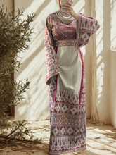 Elegant Beige Thob with Burgundy Unique Embroidery