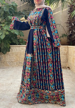 Amazing Navy Palestinian Embroidered Thobe Dress With Astonishing Embroidery