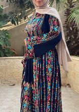 Amazing Navy Palestinian Embroidered Thobe Dress With Astonishing Embroidery