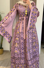 Durra Pink Satin Elegant Wide Sleeves Full Embroidered Thob Dress