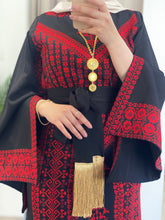 RAZAN Elagant Unique Design Black Thob Dress with Red Embroidery