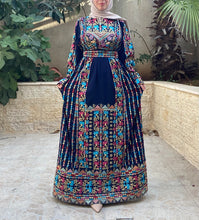Amazing Navy Palestinian Embroidered Thobe Dress With Astonishing Embroidery