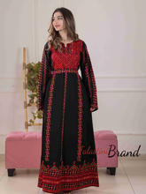 Delicate and Classy Black Thob with Red Embroidery