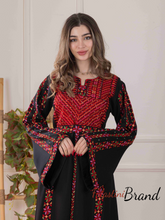 Delicate and Classy Black Thob with Red Embroidery