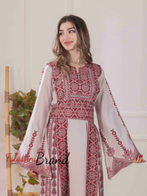 Delicate and Classy Beige Thob with Red Embroidery