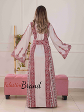 Delicate and Classy Beige Thob with Red Embroidery