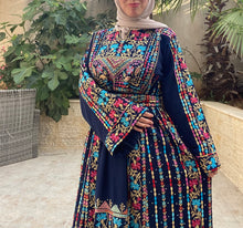 Amazing Navy Palestinian Embroidered Thobe Dress With Astonishing Embroidery
