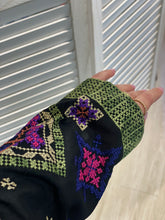 NAQSH Black and Colorful Georgette Diamond Embroidered Open Abaya Kaftan