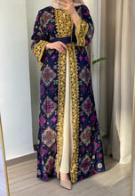 NAQSH Qasab Luxurious Navy Diamond Embroidered Abaya with Golden Thread Details