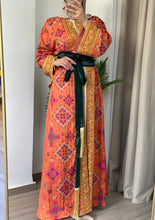 NAQSH Qasab Luxurious Orange Diamond Embroidered Abaya with Golden Thread Details
