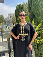 Elegant Black Sleeveless Handmade Moroccan Belted Caftan with Cape
