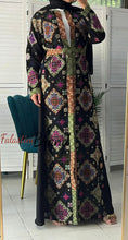 Stylish Black and Colorful Georgette Diamond Embroidered Open Abaya Kaftan