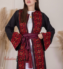 Black Elegant Abaya with Unique Embroidery and Satin Belt