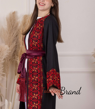 Black Elegant Abaya with Unique Embroidery and Satin Belt