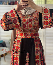 Full of Details Black and Beige Thob with Malak Like Details and Unique Head Scarf