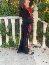 Little Girls Elegant Stylish Black Thob with Colorful Orooq Details and Satin Belt