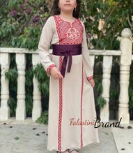 Little Girls Elegant Stylish Beige Thob With Satin Belt