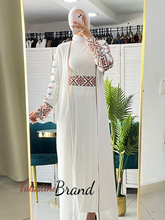 White Chiffon Simple and Classy Embroidered Abaya