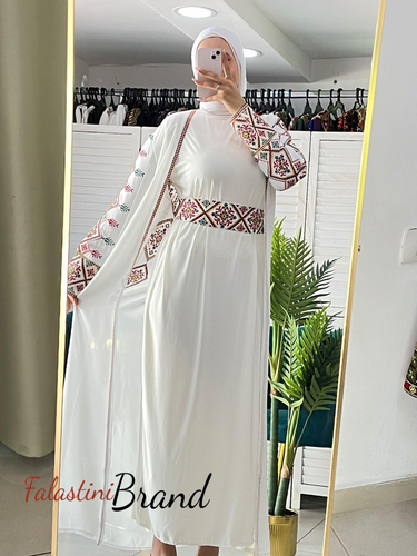 White Chiffon Simple and Classy Embroidered Abaya