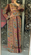 Amazing Burgundy Manajil Palestinian Embroidered Thobe Dress With Astonishing Embroidery