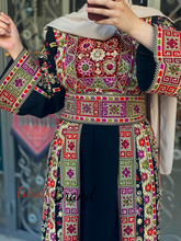 Amazing Black Malak Palestinian Embroidered Thobe Dress With Astonishing Embroidery