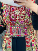 Amazing Black Malak Palestinian Embroidered Thobe Dress With Astonishing Embroidery