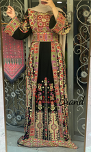 Amazing Black Malak Palestinian Embroidered Thobe Dress With Astonishing Embroidery