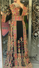 Amazing Black Malak Palestinian Embroidered Thobe Dress With Astonishing Embroidery