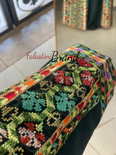 Amazing Dark Green Manajil Palestinian Embroidered Thobe Dress With Astonishing Embroidery