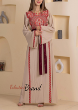 Elegant Stylish Beige Thob With Satin Belt