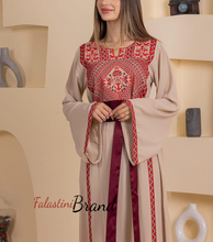 Elegant Stylish Beige Thob With Satin Belt