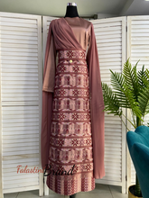 Classy Pink Embroidered Dress with Shoulder Drapes