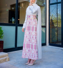 Classy White Embroidered Dress with Shoulder Drapes