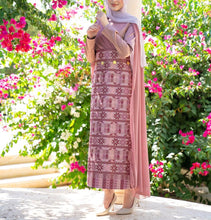 Classy Pink Embroidered Dress with Shoulder Drapes