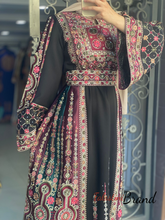 Royal Black Malak Thob with Purple and Green Details