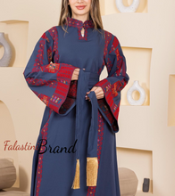 Very Chic Blue Embroidered Thob Dress With Wide Sleeves