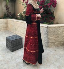 Gorgeous Black Long Dress Long Sleeve Red Embroidered Back
